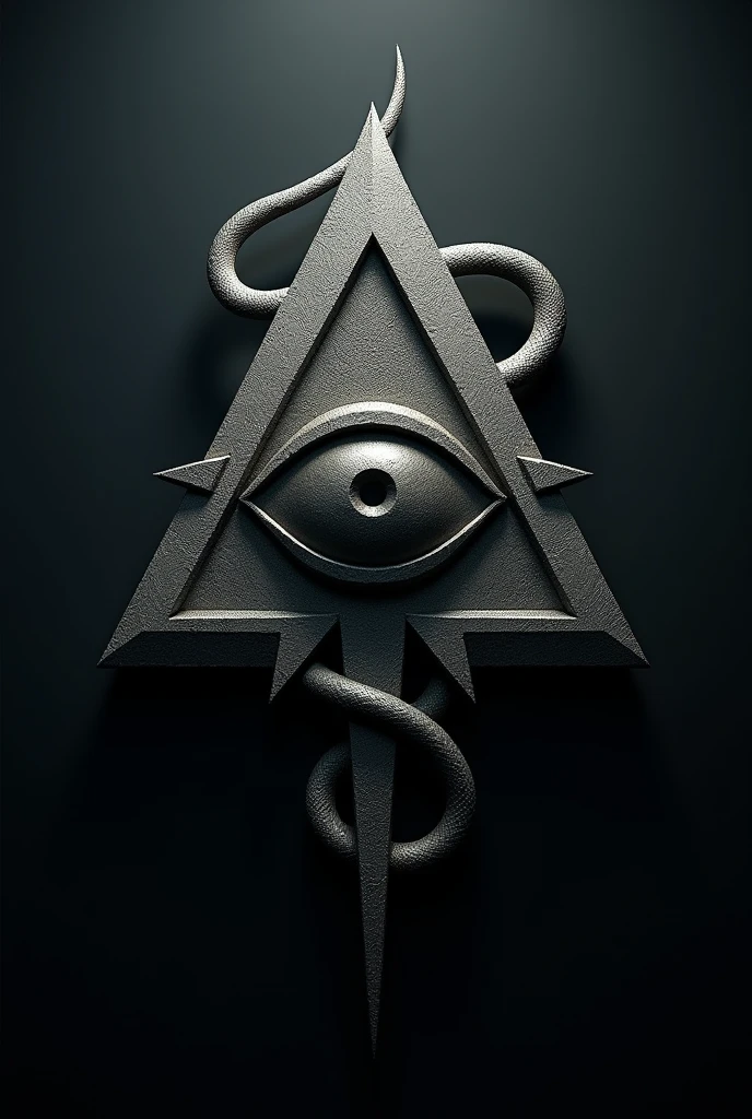 Create a 3D logo. a pyramid with an eye in its center, and a snake surrounding the pyramid.  