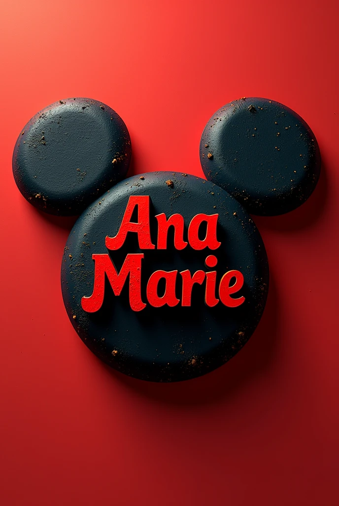 Image of the name "ANA MARIE" with color black and red in mickey mouse background