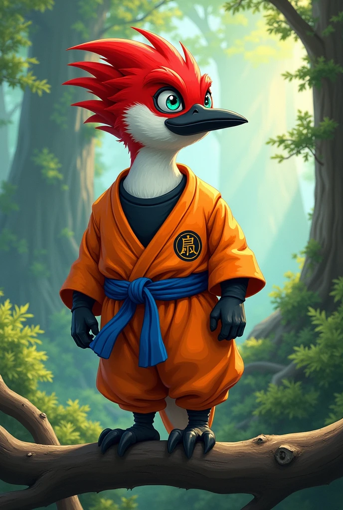 woodpecker dressed as goku