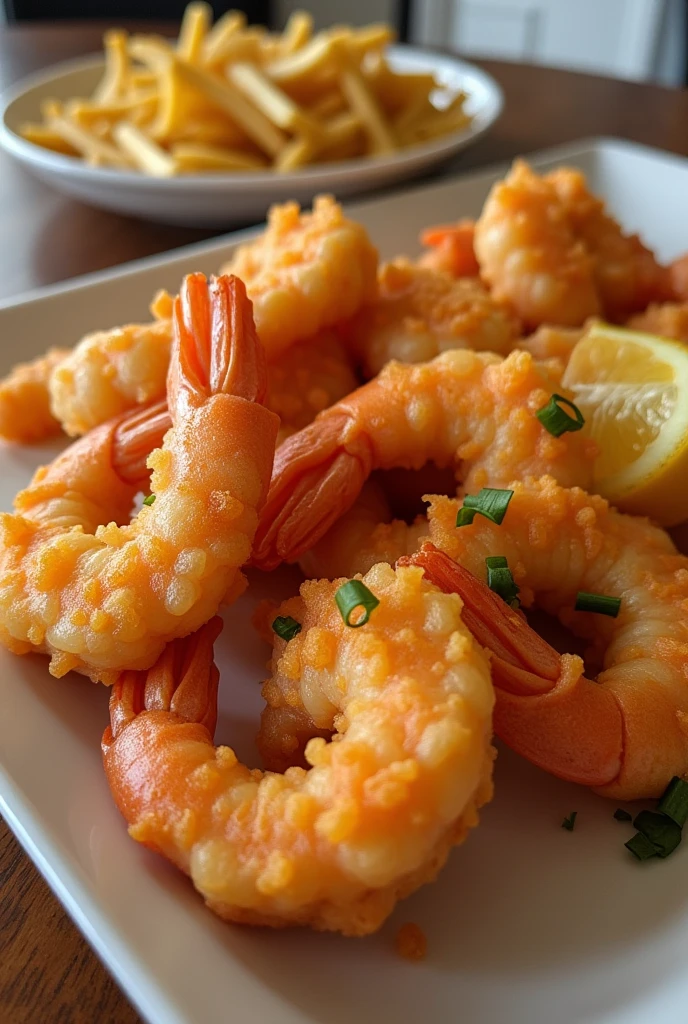 Fried shrimp, my home, lunch