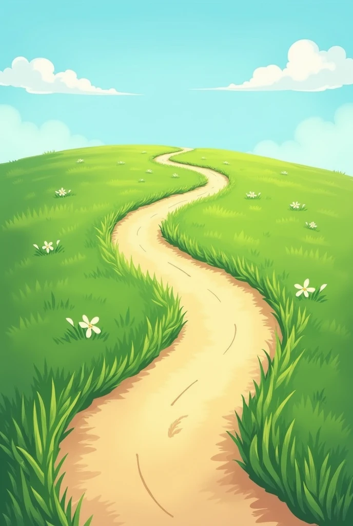 Cartoon of a road with only grass around it