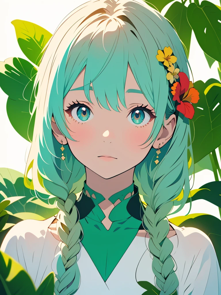 (highest quality,masterpiece,High resolution),4K Anime Art,((Background Art)),(((Only tropical flowers and plants are drawn))),(Blank Background),((White Background),