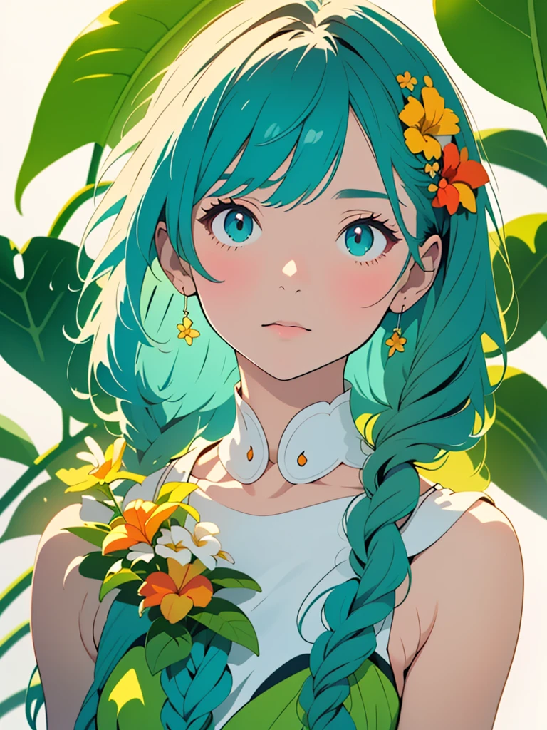 (highest quality,masterpiece,High resolution),4K Anime Art,((Background Art)),(((Only tropical flowers and plants are drawn))),(Blank Background),((White Background),