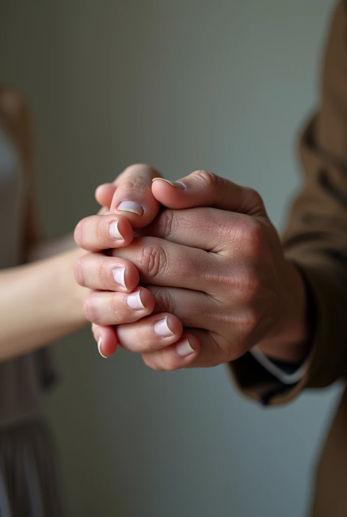 Photo of two hands of a woman and a man 