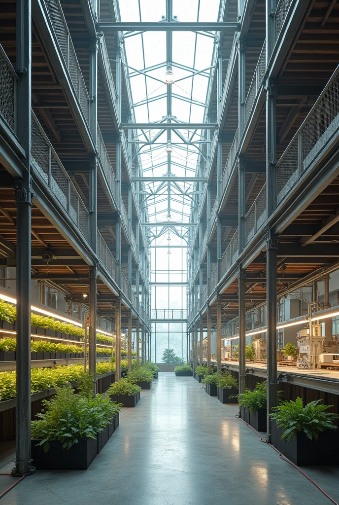 Interior of an architectural education space for agriculture built only with steel scaffolding