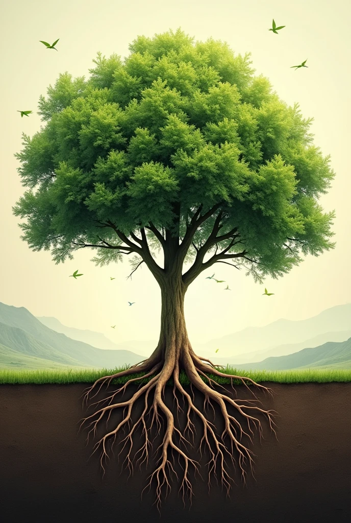 Slogan Direct: “Repairing is rebuilding dignity” Central Image: A leafy tree growing on a barren land. The roots of the tree are words like "repair", "justice", "TRUE".
colors: Earth tones and greens to symbolize growth and stability, with a background that suggests a rebirth.
Additional text: "Victims of the conflict deserve justice and reparation to flourish again."