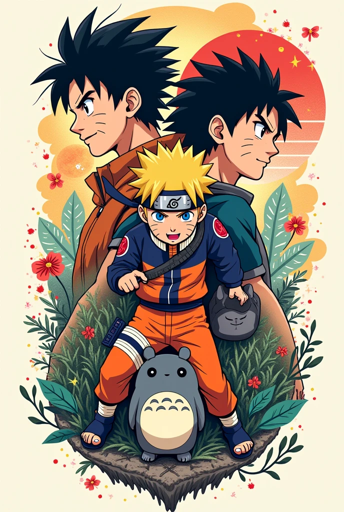 Tattoo Decal with Naruto, Goku, Totoro and panda.