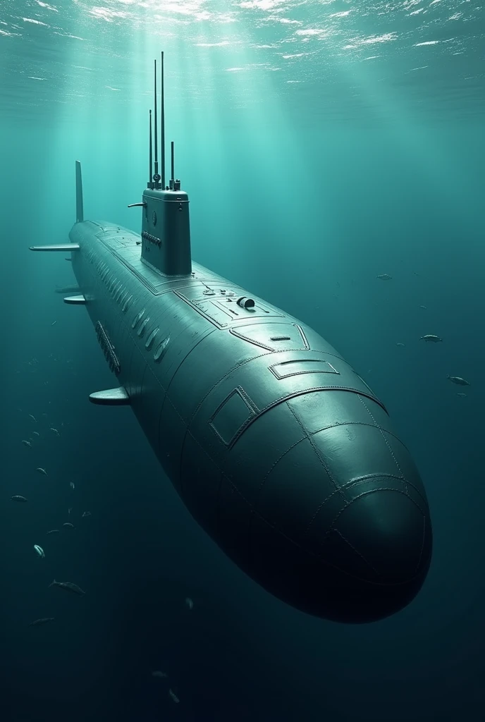 Submarine in realistic 4k detailed waters