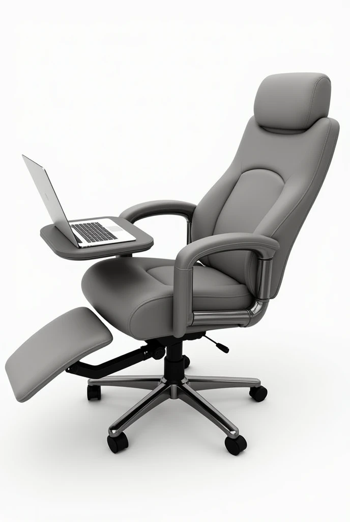 A dining chair, that has an armrest with a tray for the dishes, very comfortable, for office, It has to be a practical chair, to make meals, with the tray on your lap, with reclining footrest