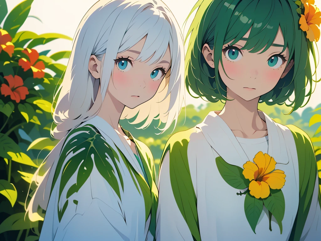 (highest quality,masterpiece,High resolution),4K Anime Art,((Background Art)),(((Only tropical flowers and plants are drawn))),(Blank Background),((White Background)),