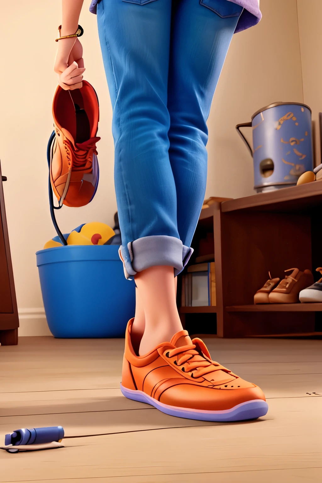 Tutorial on how to install disney pixar character shoes wearing shoes