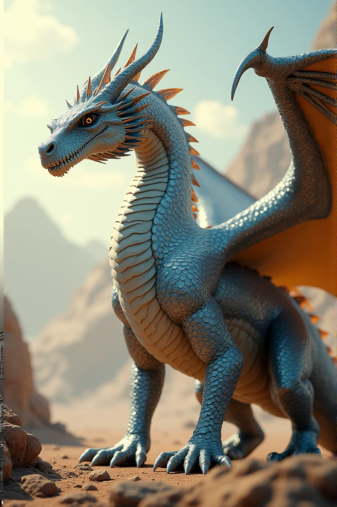 Western dragon with silver scales