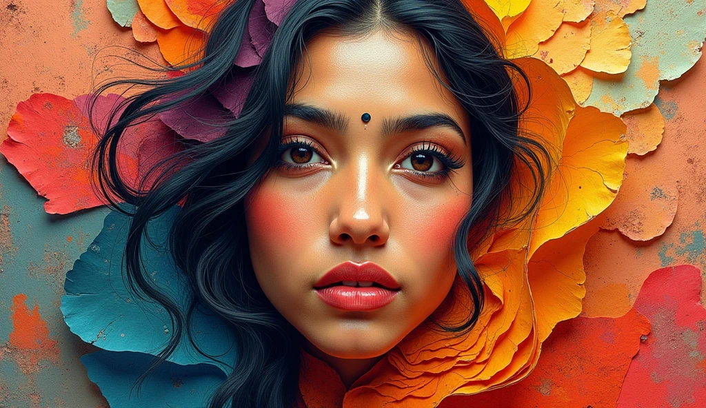 Indian Face Paper Collage