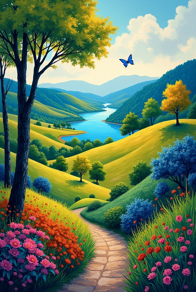 Create arts of the Fauvism movement, something less scary and more beautiful that represents a landscape