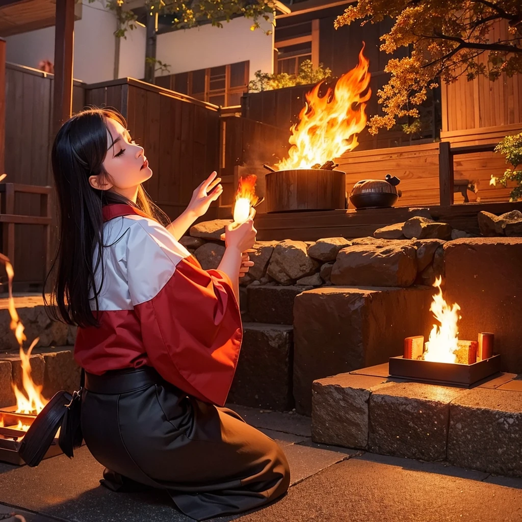 Nihonga style spiritual sacred fire fighting