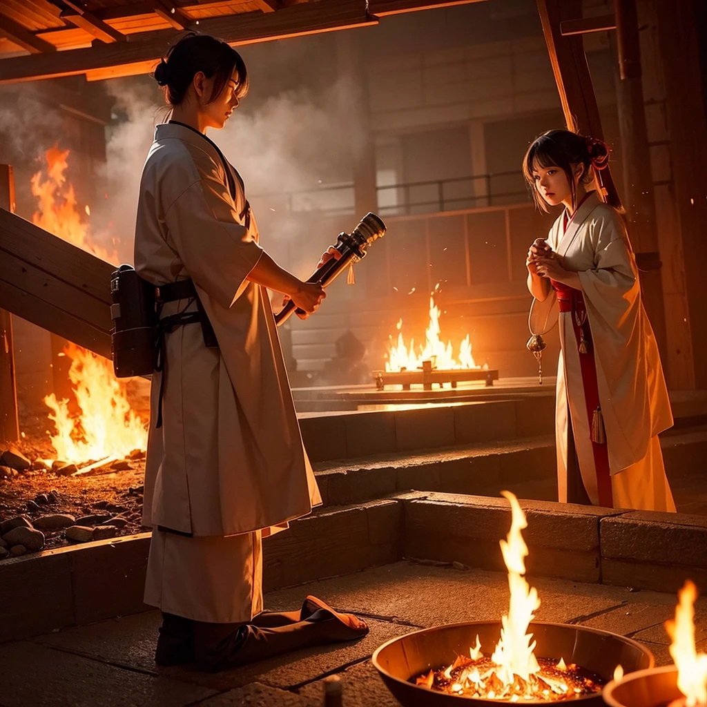 Nihonga style spiritual sacred fire fighting
