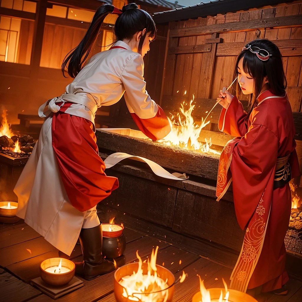 Nihonga style spiritual sacred fire fighting