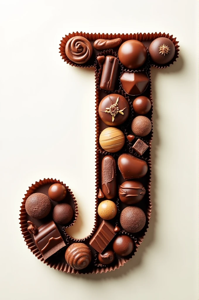 Letter J with various chocolates