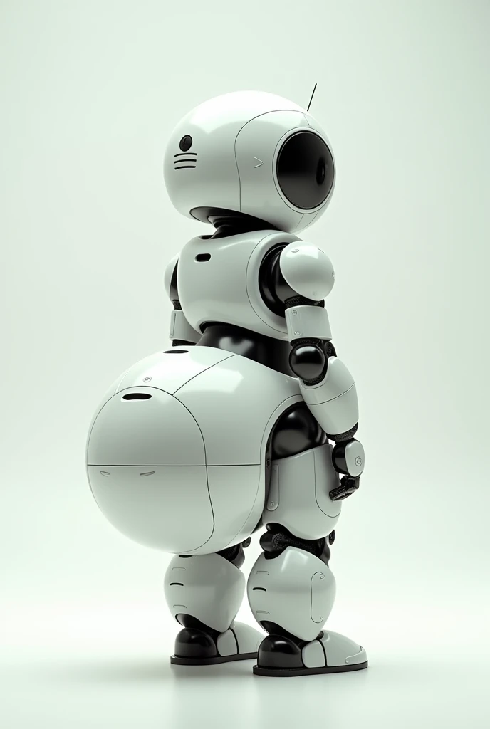 Robot chatbot sideways with big buttocks