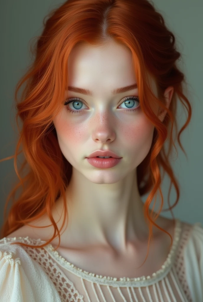 Blue-eyed redhead full body