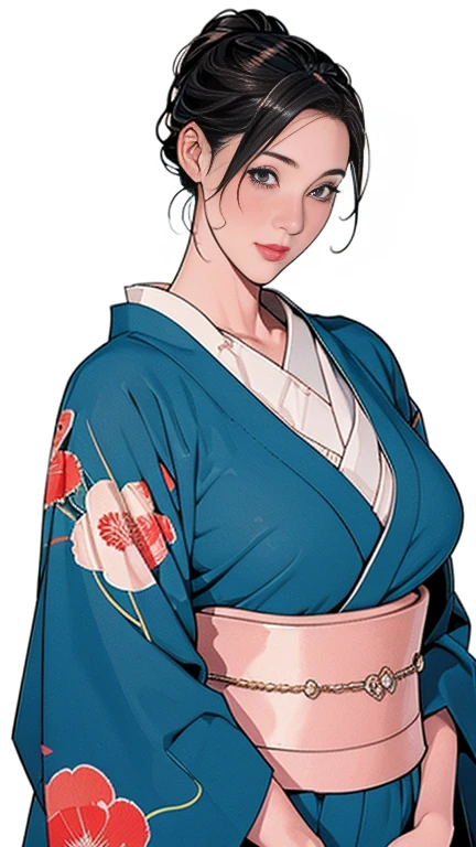 1，Japanese hairstyle，Photorealism，detailed，masterpiece，mature，((full))， (Broad shoulders), ((Huge))，（Beautiful long-sleeved kimono，Kimono，smile，masterpiece，high qualityのAn illustration,, An illustration：Zoe Mozart, pin up art byZoe Mozert, ヴィンテージpin up, ゾーイ・モザートによるAn illustration, girl pin up, pin up girl, pin upポスターガール, pin upガール, pin up, pin upガール,30 years old、high quality，Are standing，High Resolution 4K Information,Kyoto,
