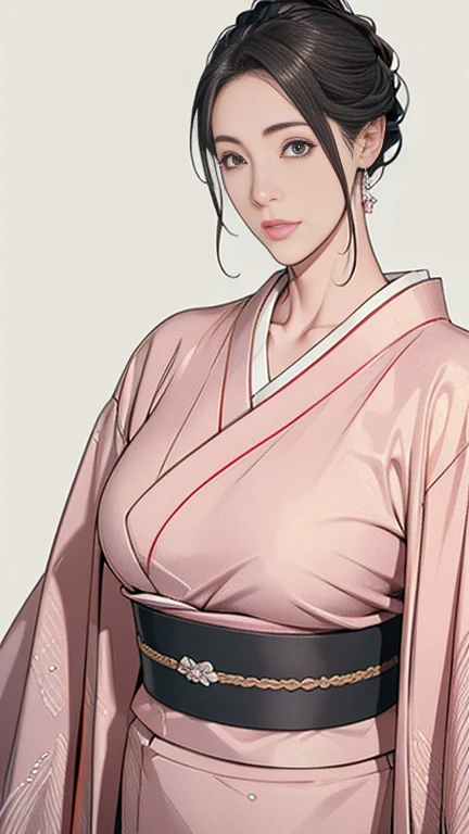 1，Japanese hairstyle，Photorealism，detailed，masterpiece，mature，((full))， (Broad shoulders), ((Huge))，プラスサイズのmature女性，expensive，30 years old，Pretty face, (Plump woman)，Beautiful long-sleeved kimono，Kimono，Hold your chest with both hands:1，high quality，Are standing，High Resolution 4K Information,Kyoto,
