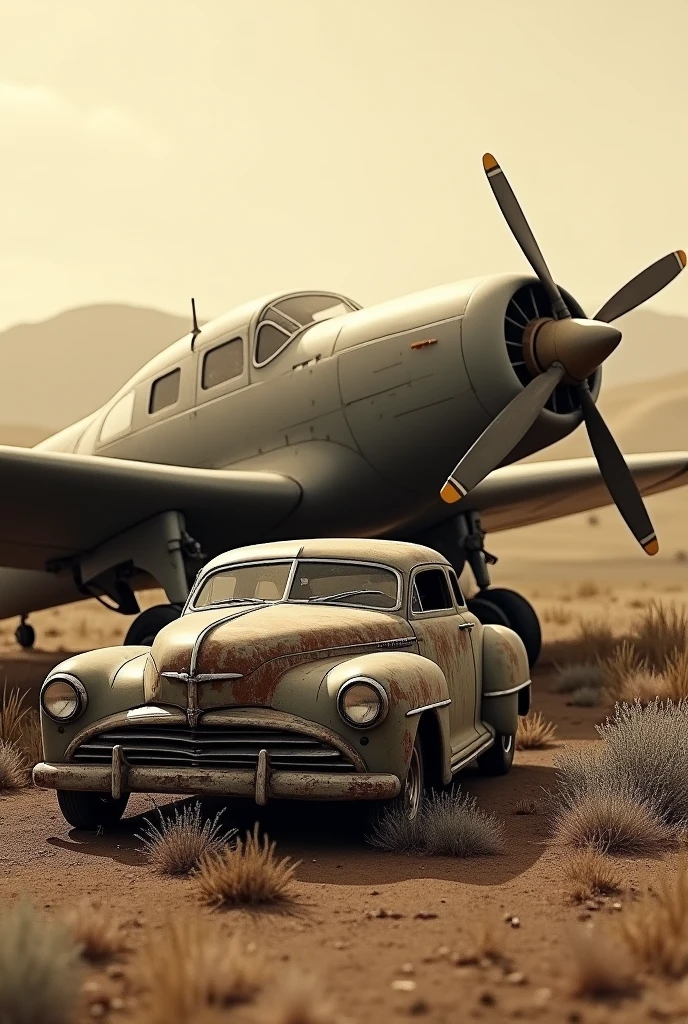 old car and plane
