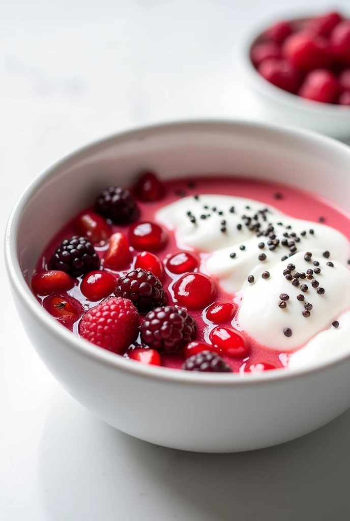 Greek yogurt with red fruits and chia