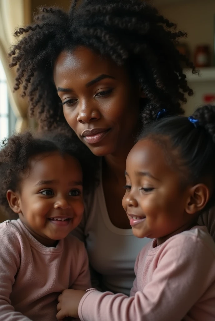 Beautiful black women in the car with her daughter