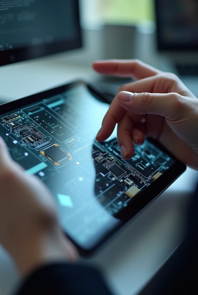 a tablet, seen up close and analyzing its composition