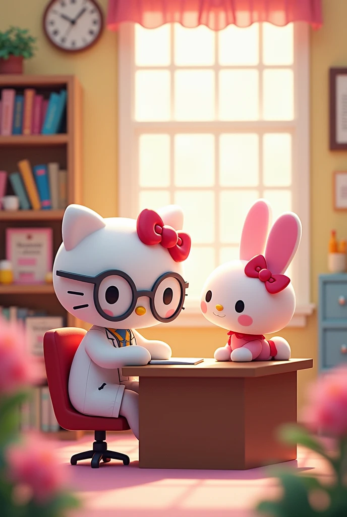 hello kitty psychologist attending to my melody