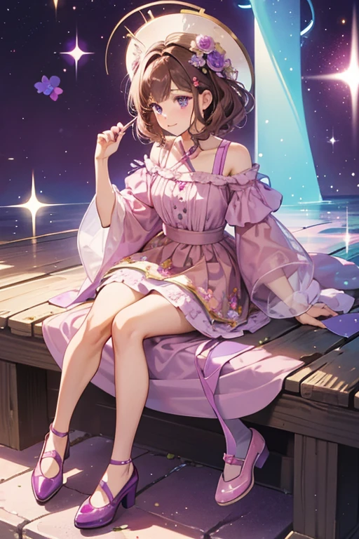 Ottavia is a light brown otter with dark plum hair.
She wears a pink top with purple laces and has a teal skirt with a floral design.
 She comes with a teal headpiece and plum shoes. . SPARKLE; GLITTER