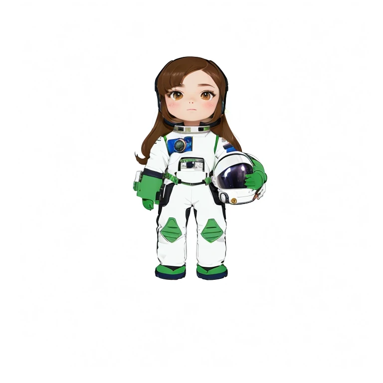 a cartoon character in a spacesuit holding a helmet, girl in space, woman astronaut, in spacesuit, wears a spacesuit, portrait anime space cadet girl, wearing a spacesuit, female explorer mini cute girl, wears a tiny space suit, wearing a spacesuit e capacete, Molly's space, in a space cadet outfit, vestido com traje espacial, wearing astronaut outfit