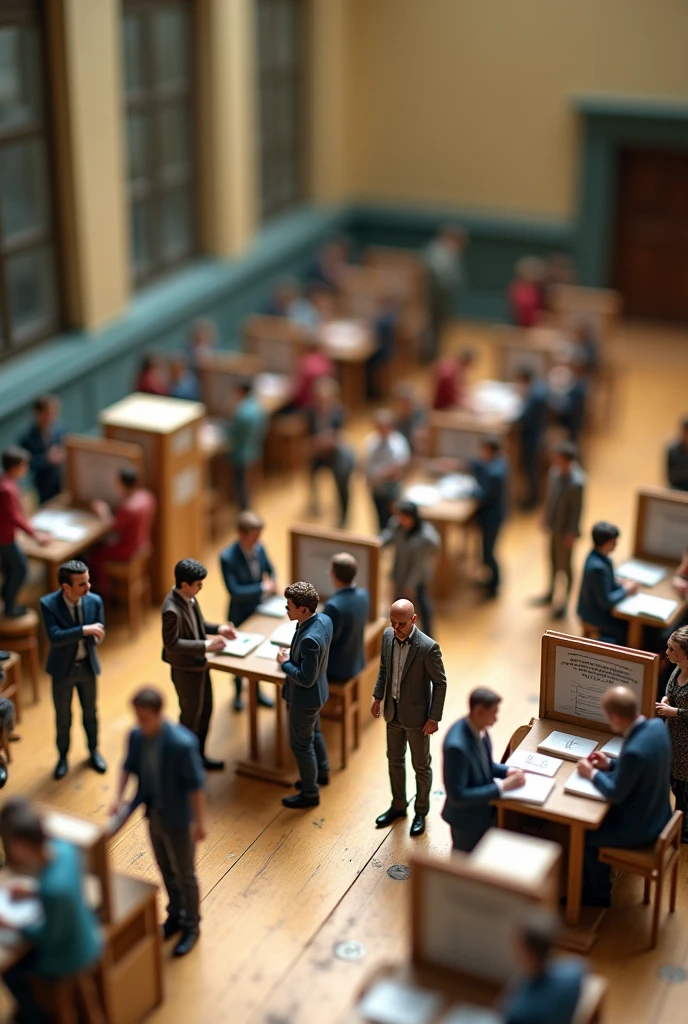 (photorealism:1.2), democracy miniature, miniature, democracy theme, voting, bird eye perspective