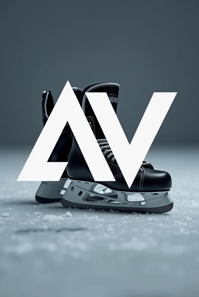 Logo with the letters av and some professional skates in the background