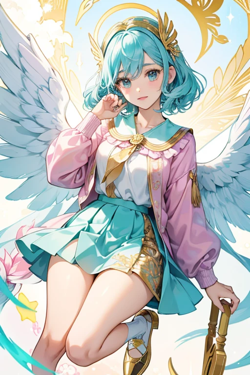 Paolina is a light creame pegasus. She has light teal hair with white wings.
She has a gold design on her pink top with a floral blue skirt.
She comes with a gold headpiece and gold shoes. SPARKLE; GLITTER