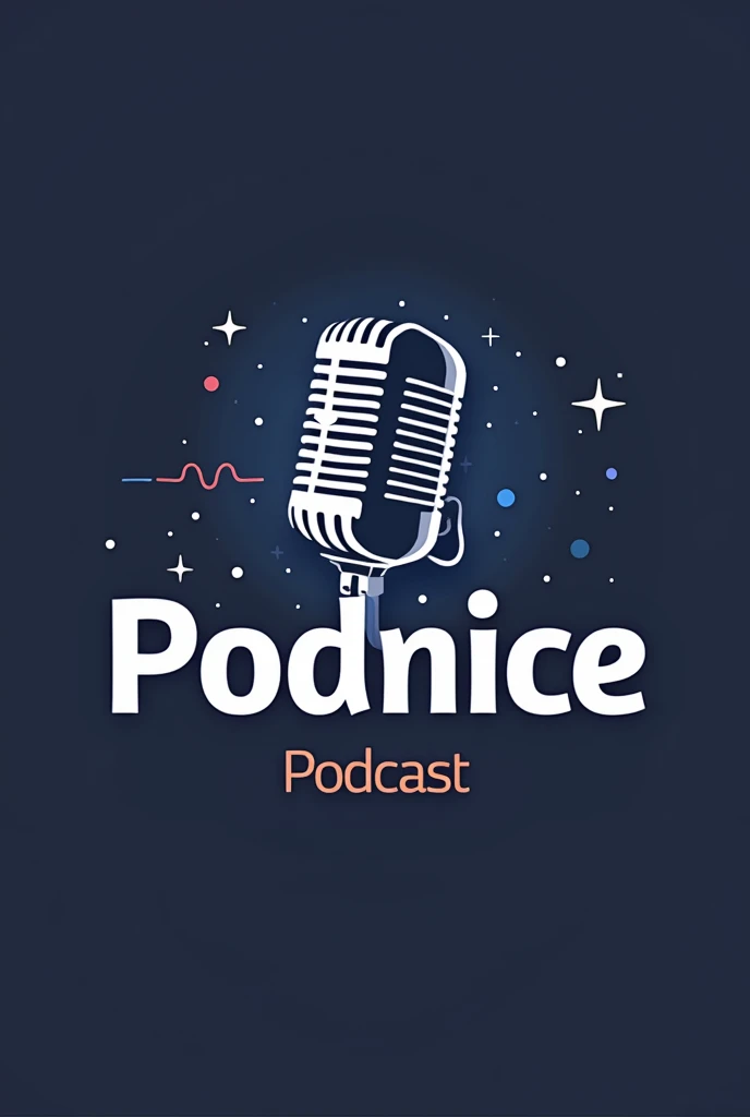 Create a podcast logo, called "podNice" with a microphone in the logo written podnice in the front and the microphone in the back 