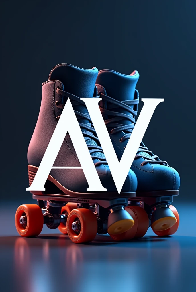 
logo with the letters av and some professional roller skates in the background