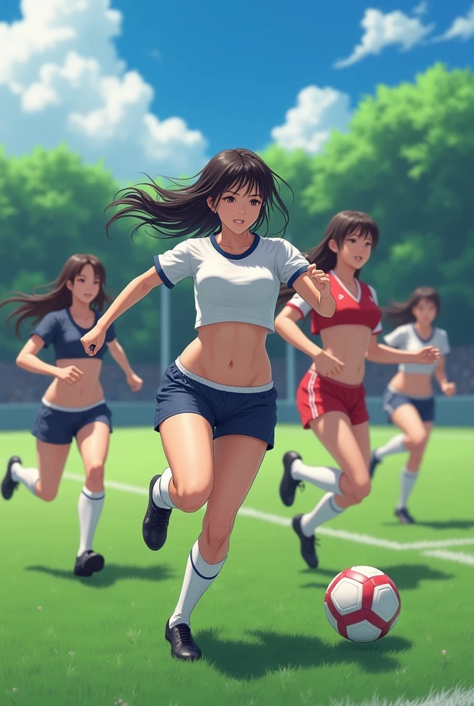 Japanese　Women playing soccer　Big Breasts　bra　panties