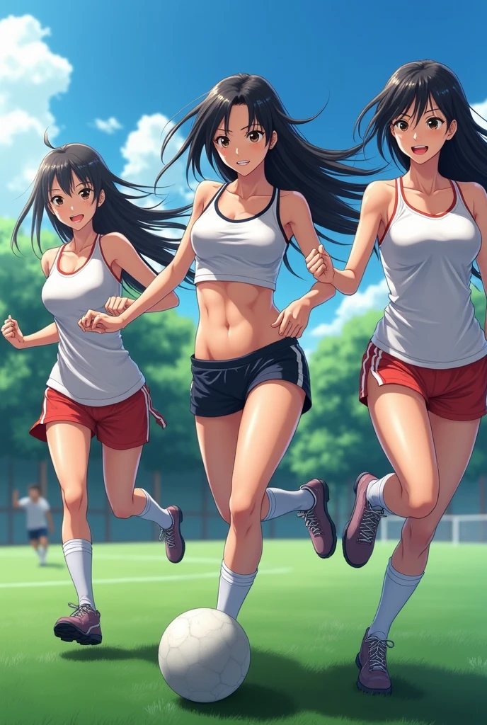 Japanese Women playing soccer Big Breasts bra panties