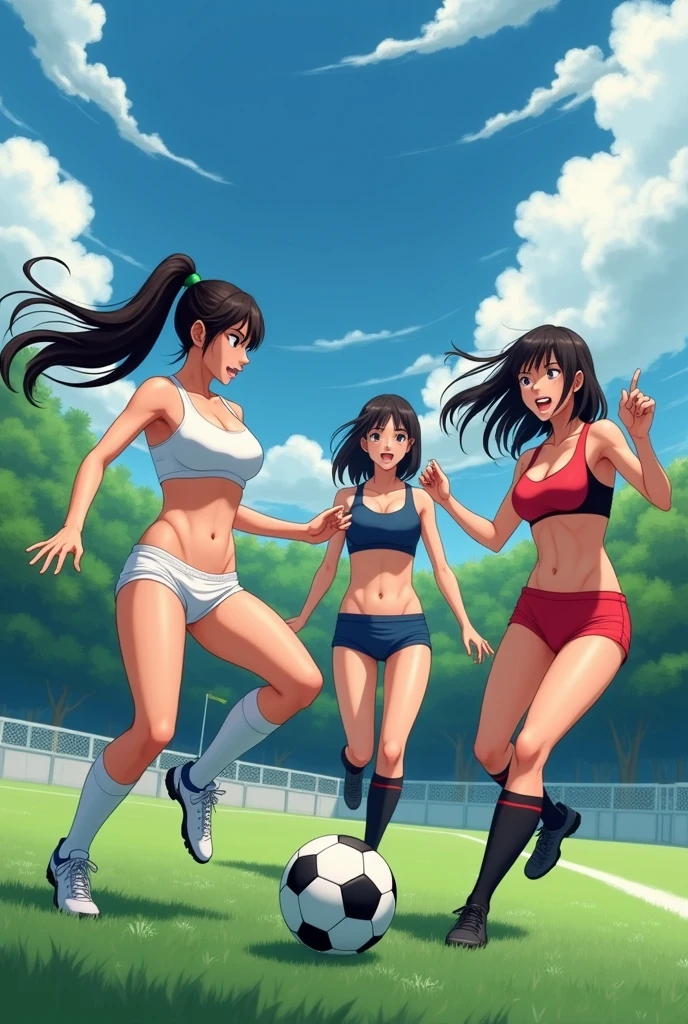 Japanese Women playing soccer Big Breasts bra panties