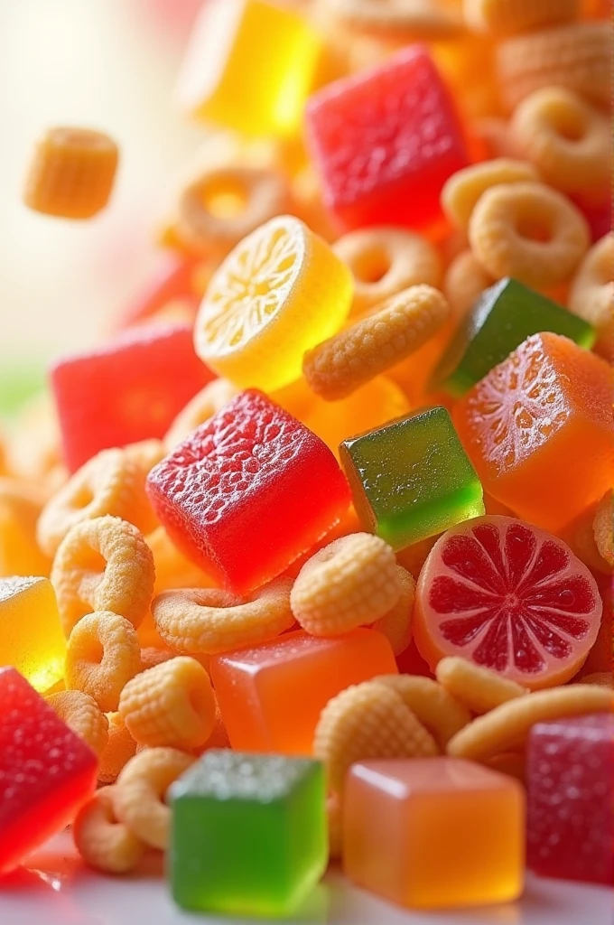 Fruit and cereal gelatin gummies