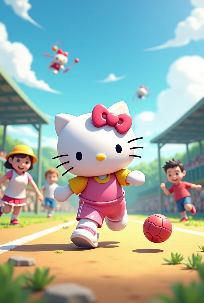 hello kitty playing sports