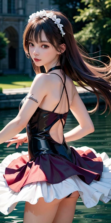 Gliding gracefully across the lake like a graceful swan,Dancing lightly like a fairy under the moonlight,A mystical dance performed in the solemn cathedral,Performing a magnificent dance in the banquet hall of a medieval castle Dancing freely in a dimly lit forest((Realistic))、((Highest quality)), ((masterpiece)), (detailed), Captivating Gaze, レオタードballetの人物, cute, 非常にdetailedな, 超High resolution,Highest quality, 8k, High resolution, 1 person, (Professional Lighting),、thin、ballet。ballerina。Soft lighting and excellent shadow representation、Expressing an emotional and romantic atmosphere。Be enchanted by the subtle details and vibrant colors of gorgeous frilly purple opera tutus and leotards.。Great stage backdrop.Finished face、European women、Gray Hair、Medieval European streets