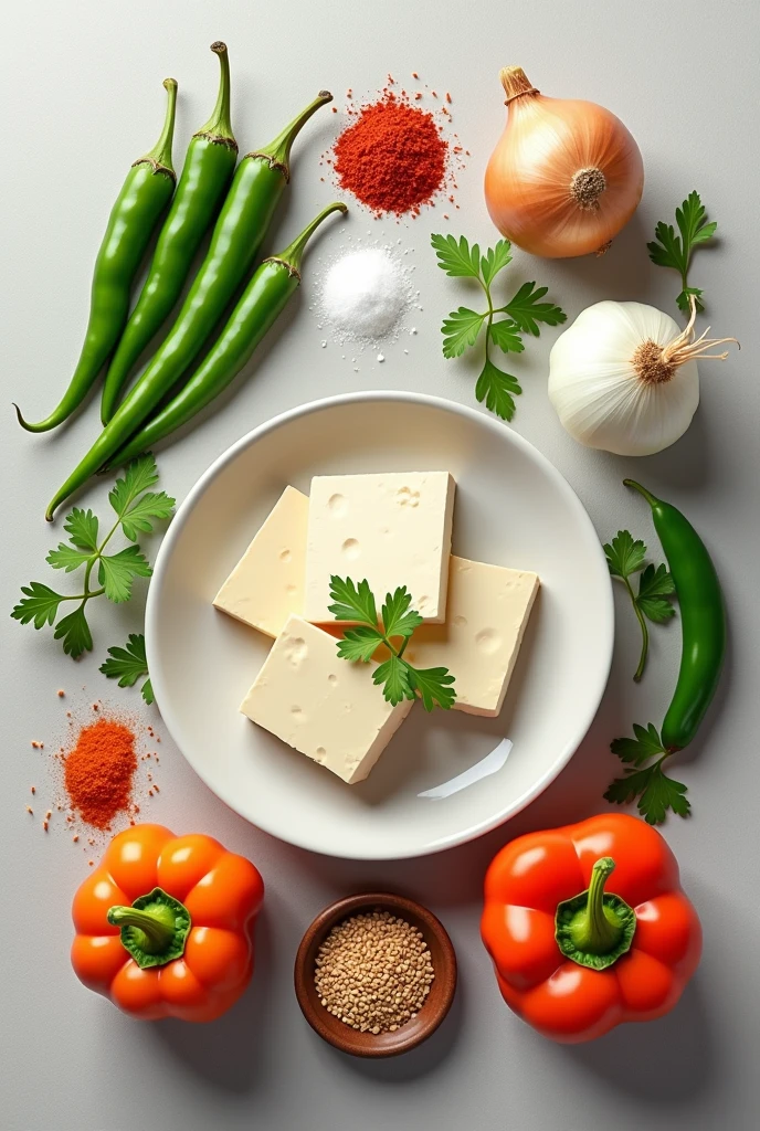 Here is the list in a sheet format:


*Ingredients List*


| Sl. No | Ingredients      |
|--------|------------------|
| 1      | Paneer           |
| 2      | Green chillies   |
| 3      | Onions           |
| 4      | Garlic           |
| 5      | Chilli flakes    |
| 6      | Salt             |
| 7      | Cooking oil      |
| 8      | Coriander leaves |
| 9      | Water            |
| 10     | Sesame           |
| 11     | Carrot           |
| 12     | Capsicum         |


Make image on this
