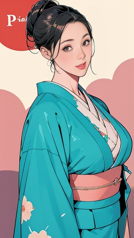 1,Japanese hairstyle,Photorealism,detailed,masterpiece,mature,((full)), (Broad shoulders), ((Huge)),(Beautiful long-sleeved kimono,Kimono,smile,masterpiece,high qualityのAn illustration,, An illustration:Zoe Mozart, pin up art byZoe Mozert, ヴィンテージpin up, ゾーイ・モザートによるAn illustration, girl pin up, pin up girl, pin upポスターガール, pin upガール, pin up, pin upガール,30 years old、high quality,Are standing,High Resolution 4K Information,Kyoto,Cherry tree,