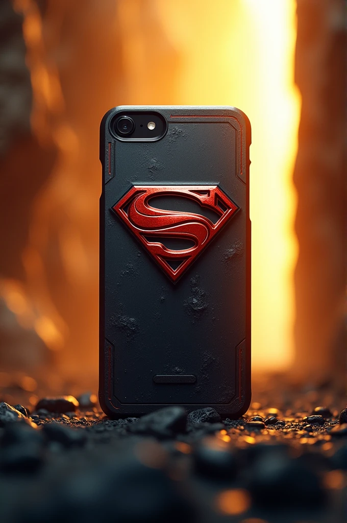 create an image behind the iPhone puts a Superman style case.