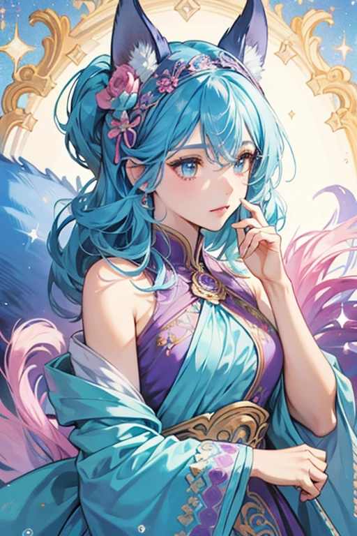 Shayda is a light blue sea lion with blue hair.
She wears a pink top with an ornate design and has a purple tail.
She comes with a purple headpiece. SPARKLE; GLITTER