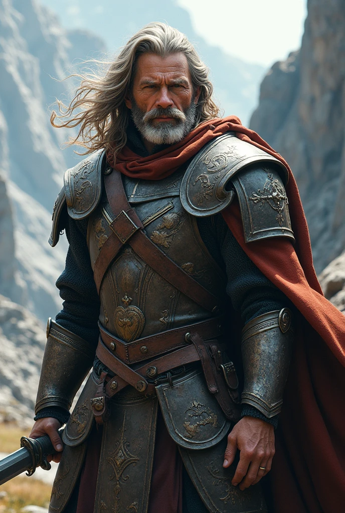 Middle-aged warrior with wavy hair