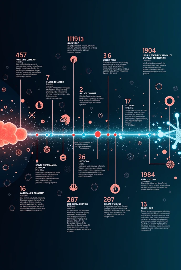 visible image for reading with A visual horizontal timeline showing important milestones in the development of anti-allergens, including the discovery of the first antihistamines and the evolution to second and third generation drugs. colors: blackw, cerulean, Unripe, rot